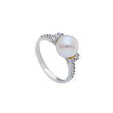 18 Karat Gold - 750 Süsswasserperlen mit Zirkonia Ring - 182047